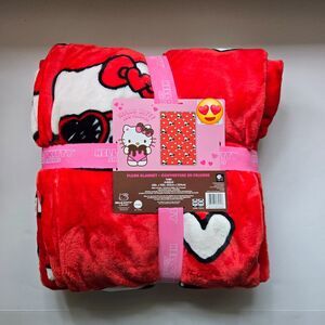 Hello Kitty Valentine's Day Twin Blanket Red Heart Shaped Glasses Love Valentine